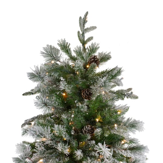 7.5ft. Pre-Lit Real Touch™️ Flocked Rosemary Emerald Angel Pine Artificial Christmas Tree, Clear LED Lights